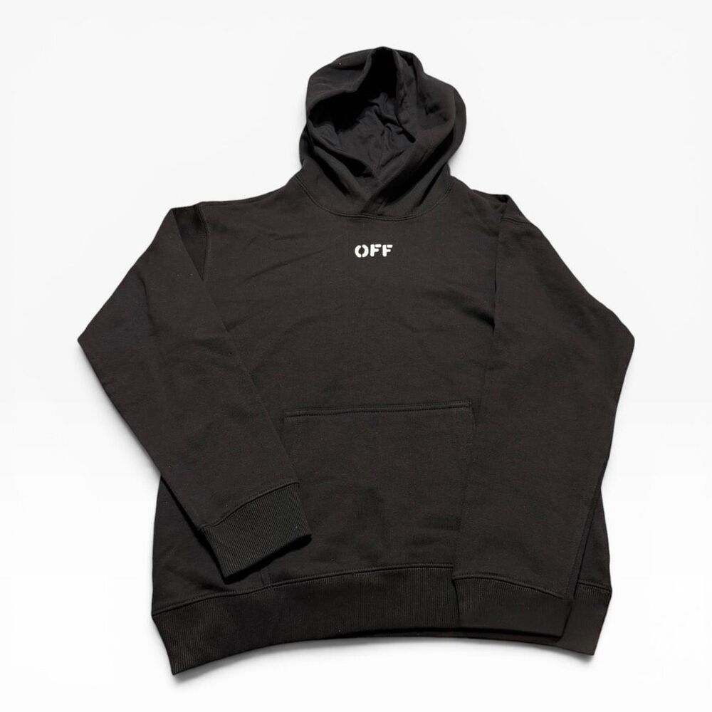 Off-White Kids Black Brick Arrow Graphic Logo Hoodie Kids size M (10/12) New